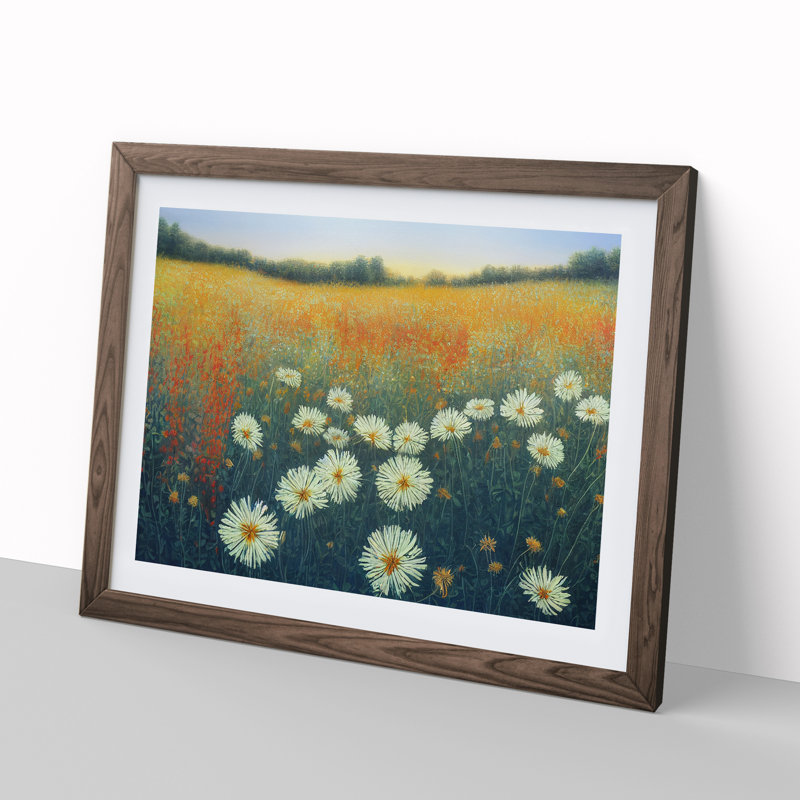 Sumptuous Wildflowers Floral - Single Picture Frame Painting, Walnut Framed, 46cm H x 64cm W x 2cm D