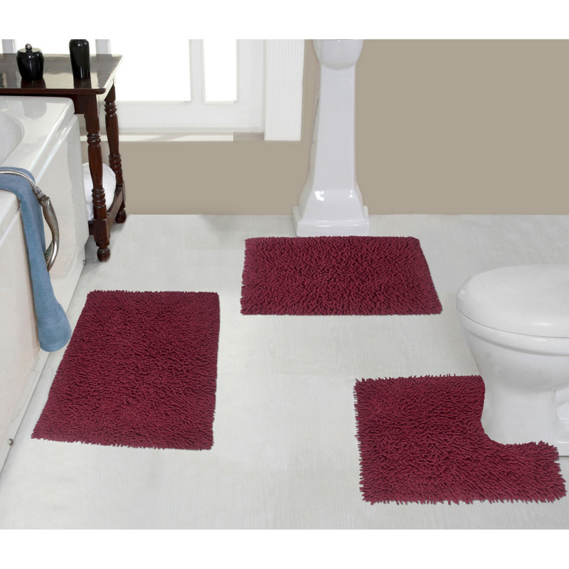 Ensemble de 3 tapis de bain Hazeltine, Rouge