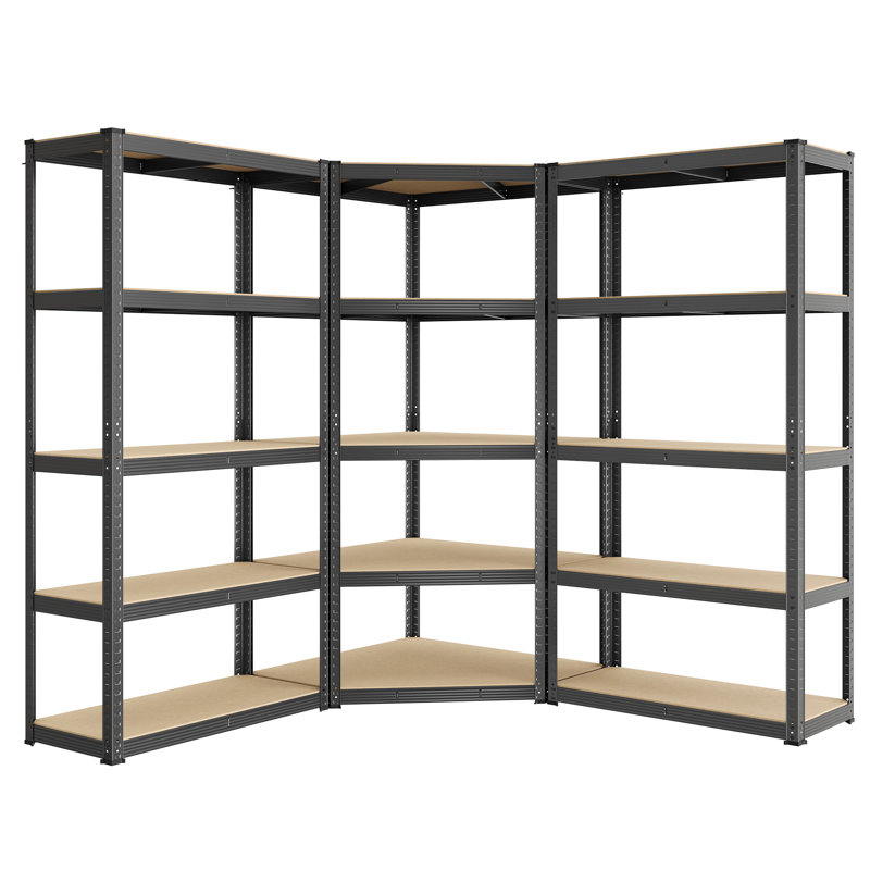 Alvy 90cm W Metal Height -Adjustable Shelving Unit, Black