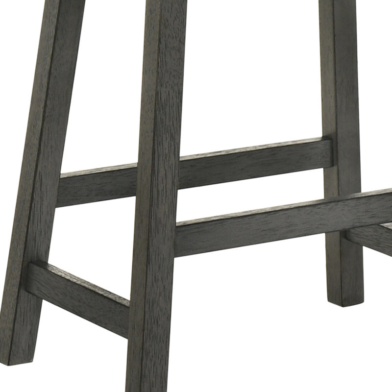 Rustic Backless Counter Stool Of 2, 25-Inch Wooden With Leather Cushioned Seat, Distressed Finish, Frame For Bar And Kitchen Island, Space Design 2 Design, Dining Breakfast Bar, Comfortable Stylish