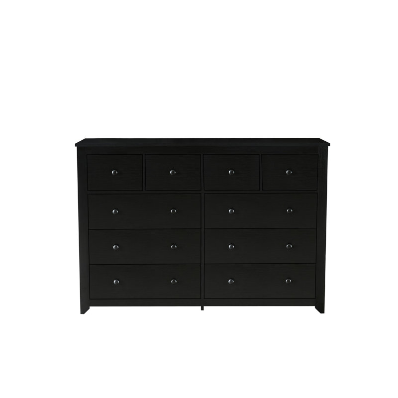 Commode noire à 10 tiroirs au style simple, à la texture lisse et au rangement spacieux, idéale pour les garde-robes de chambre à coucher