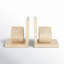Set Of 2 6" Travertine Cube On Base Bookends, Tan