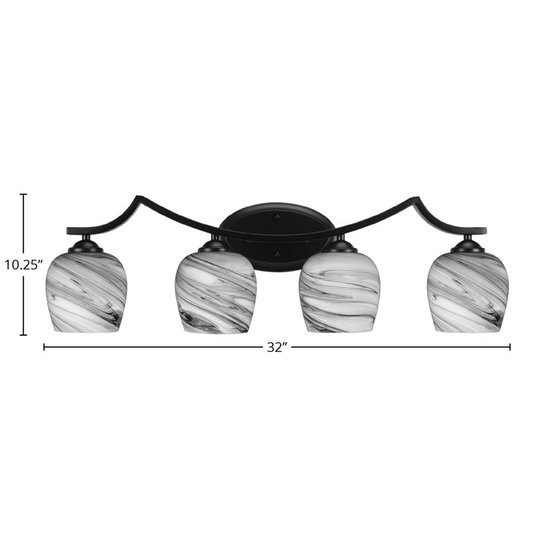 Zilo 4 Light Bath Bar, Onyx Swirl, Matte Black