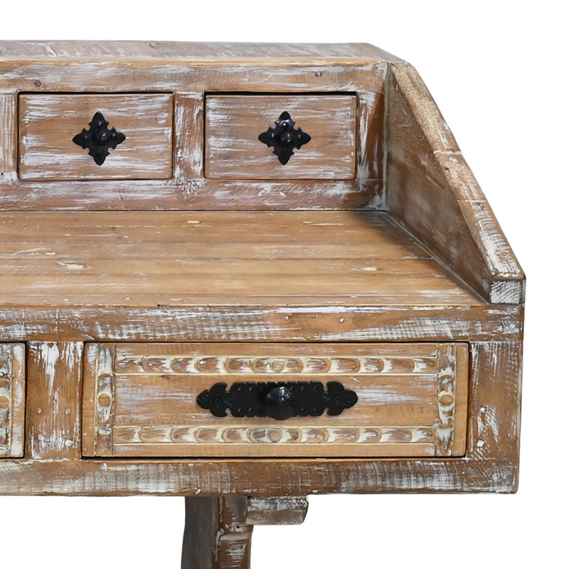 Bureau debout industriel en bois et métal