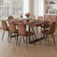 Ensemble de table et de chaises. Table de salle à manger rectangulaire de style industriel de couleur noyer - 71 po x 39,3 po de grande taille. Combinée avec 8 chaises confortables en tissu brun technologie. Convient pour la cuisine, la salle à manger, etc.