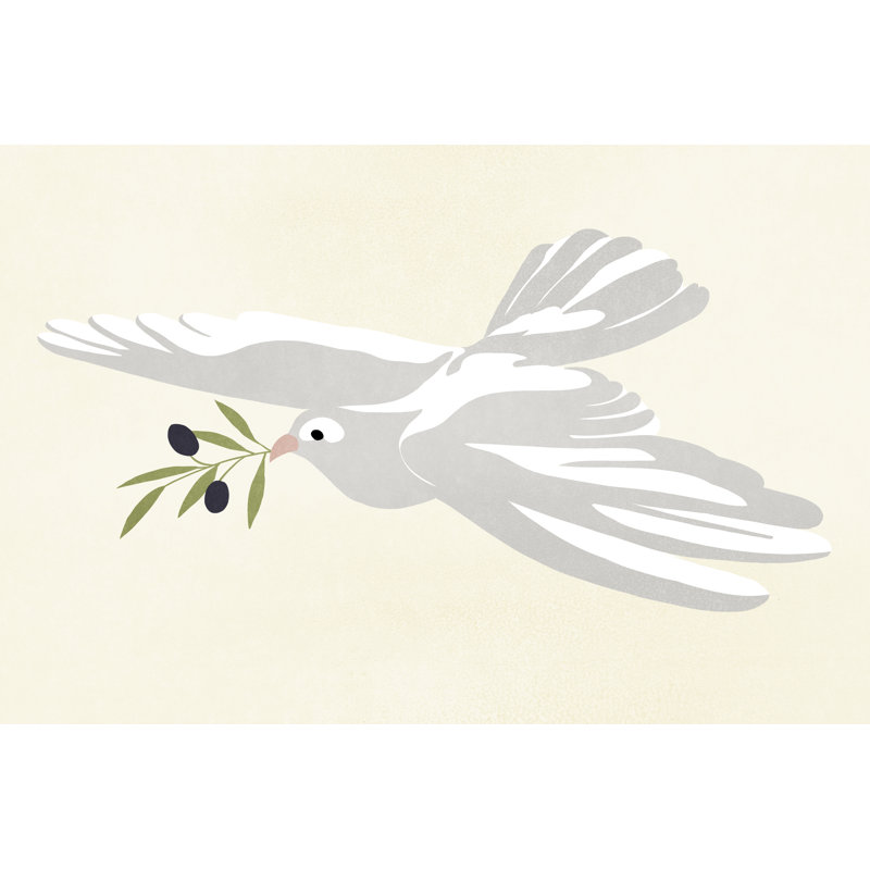 Olive Branch Dove I - Painting, 30 cm H x 46 cm W, Wrapped Canvas
