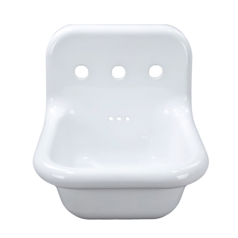 Nantucket Sinks 16.5-inch Fireclay Wallmount Bath Sink with Short Spout Faucet and Drain, Matte Black/White