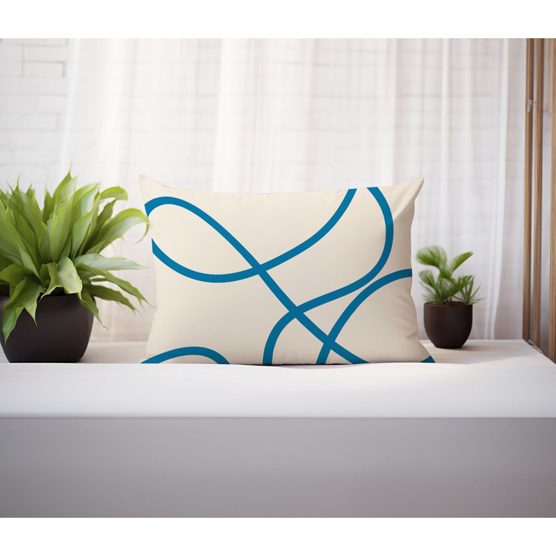 Coussin lombaire réversible intérieur / extérieur Jai Abstract, H 14 po x l 20 po, Turquoise