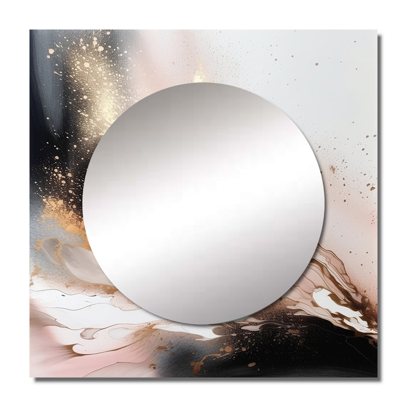 Kentez - Grand miroir carré abstrait en marbre pour décoration murale, 29 po x 29 po