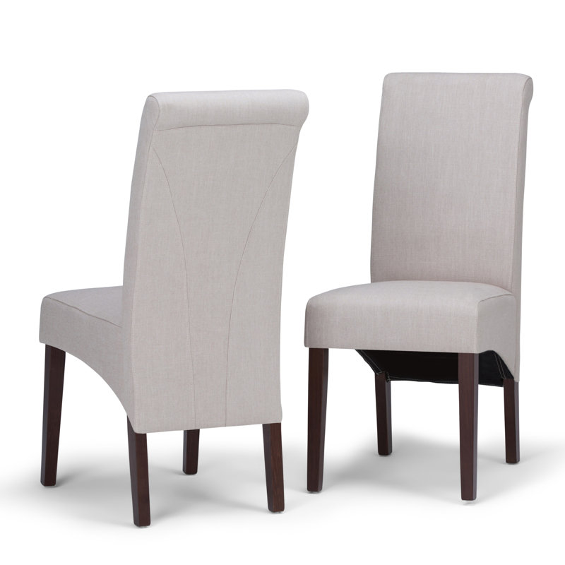 Chaise de salle à manger rembourrée Avalon avec dossier incurvé ergonomique de style moderne Avalon, Beige clair