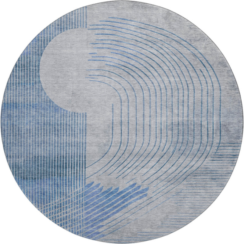 Premium Machine Washable Ariel Geometric Rug, Round 8'