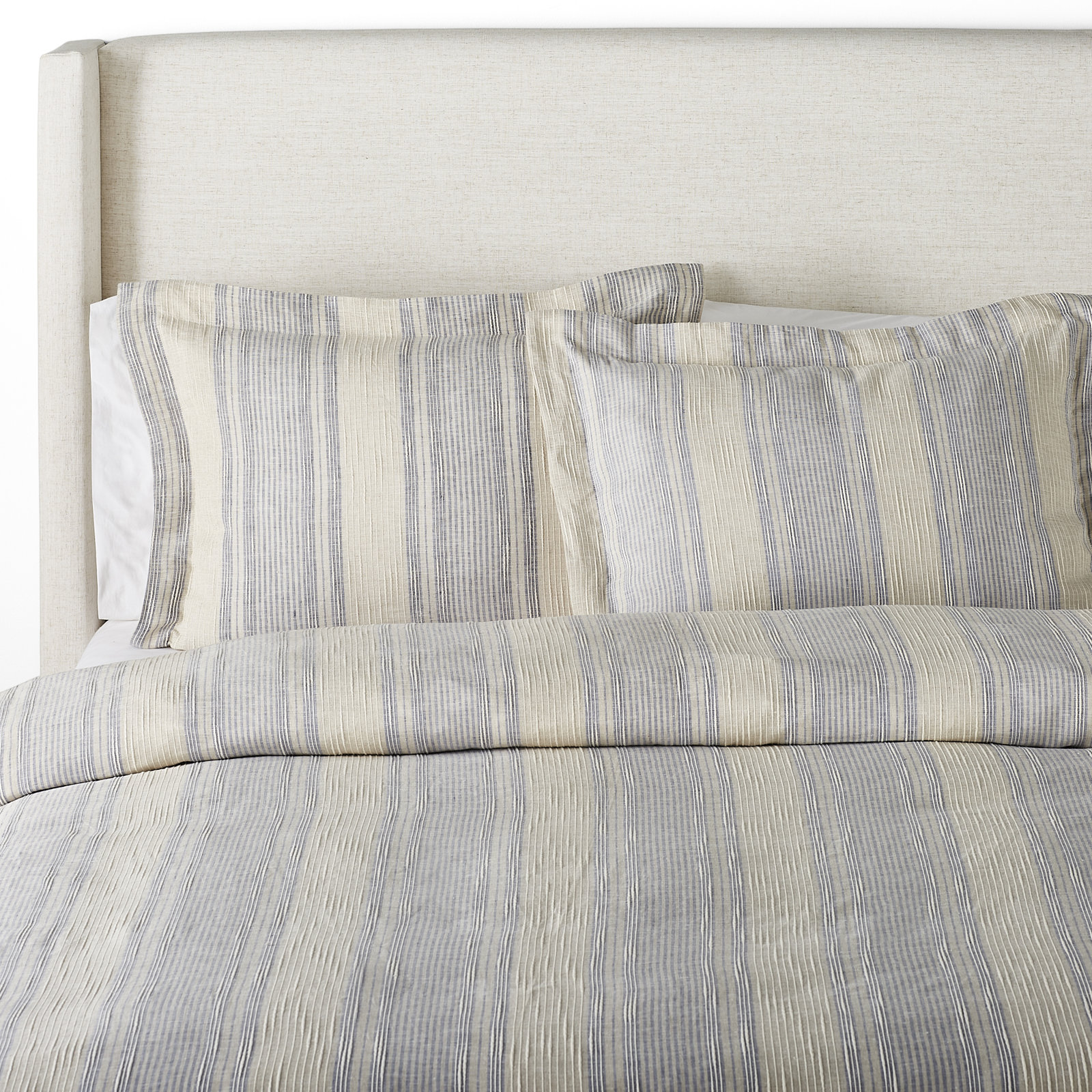 Dorian Linen Shams, King, Blue/Gray
