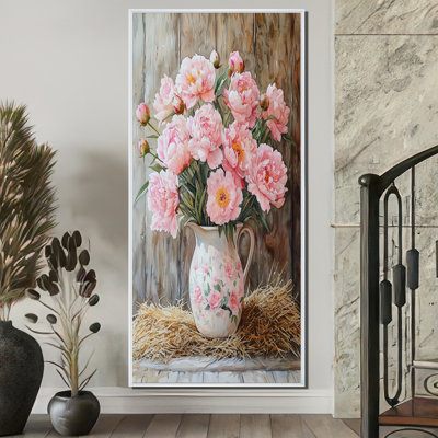 Bouquet de pivoines champêtres dans un vase à lait III - Bouquets assortis