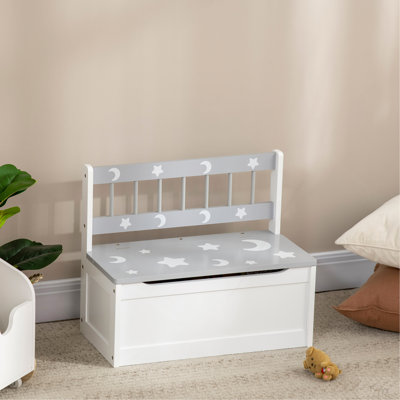 Banc de rangement pour jouets pour tout-petits avec grand intérieur de 27 litres QABA
