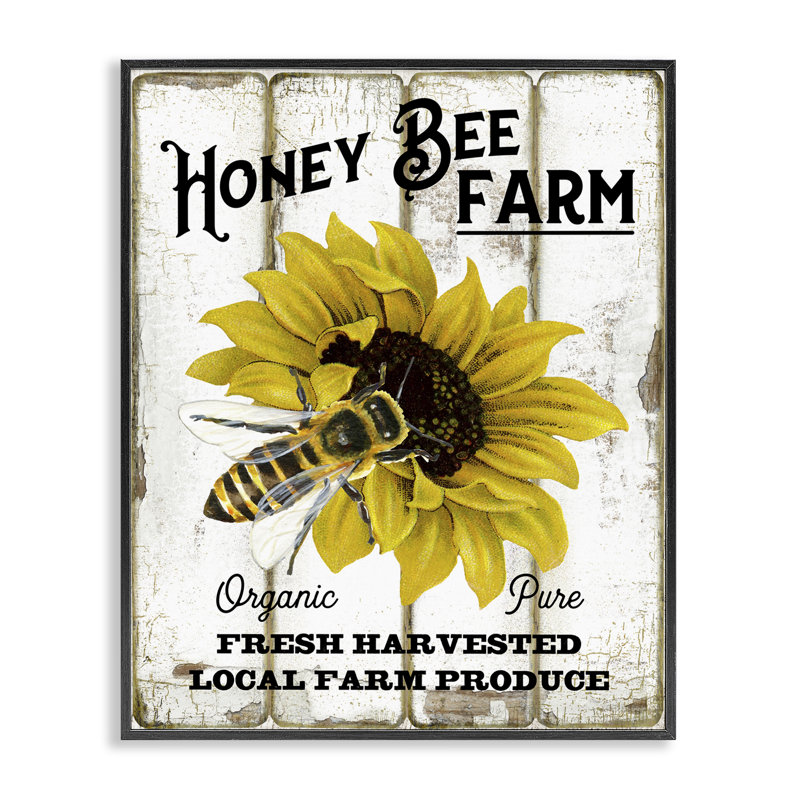Art giclée à la ferme «Honey Bee Farm» par Creatif Belle, H 30 po x l 24 po, Giclée encadrée noir minuit