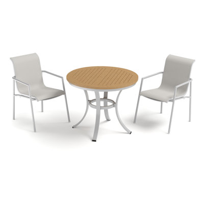 Orso & Travira 2 - Person Round 36" Long Powder Coated Aluminum Outdoor Dining Set