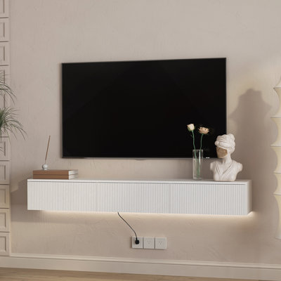 Floating TV Stand, Wall Mounted TV Stand With 16 Color Leds For 65 Inch TV