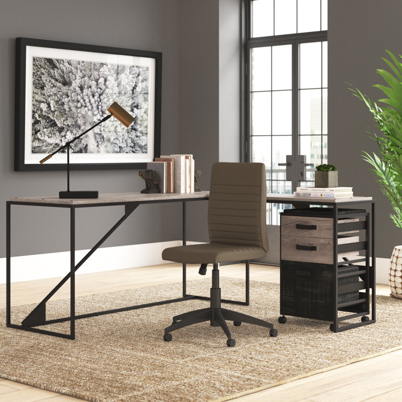 Paignt 62" Desk, Rustic Gray/Charred Wood, Rustic Gray