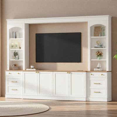 106.3'' Entertainment Center Wall Unit With Bookshelf TV Stand For Tvs Up To 70"