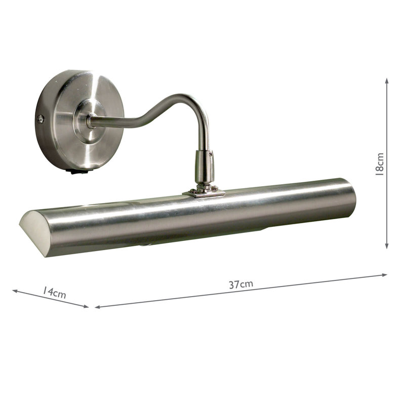 2 -Light Hardwired Dimmable Wall Mounted Picture Light, Satin Chrome