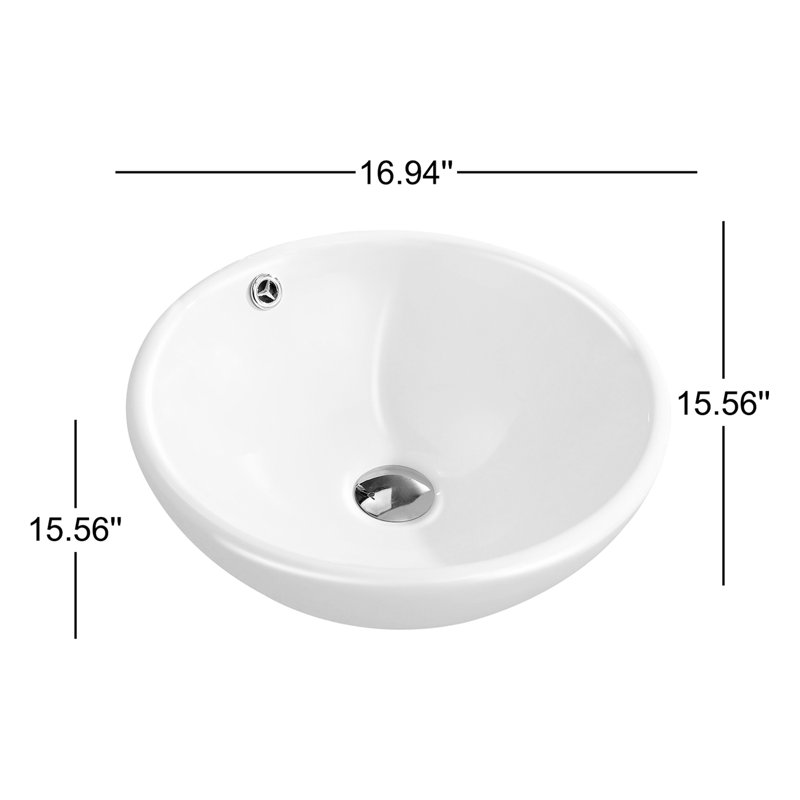 Modern Ceramic Circular Vessel Bathroom Sink with Overflow
