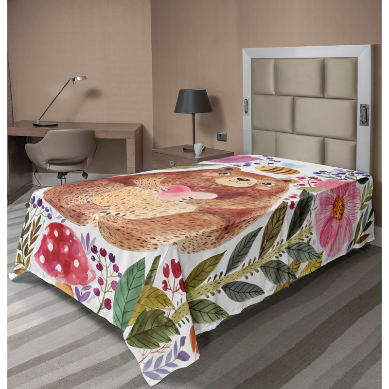 Multicolore_14555 Ambesonne, Drap plat pour lit simple