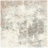Round  Abstract Machine Made 8' Polypropylene Area Rug in Gray/Ivory/Brown