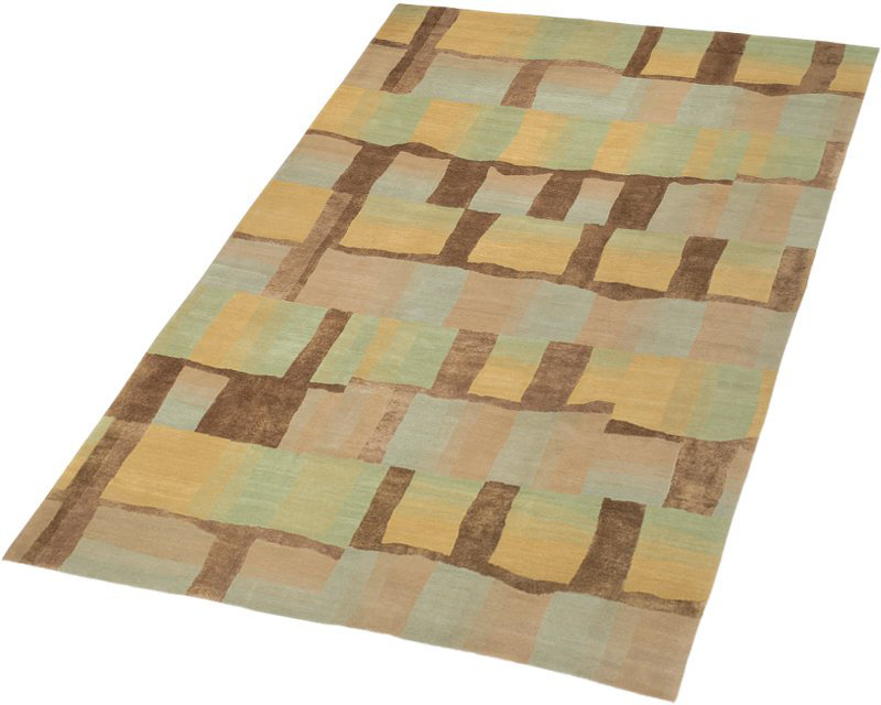 Eva H Geometric Area Rug in Beige/Green, Rectangle 6' x 9'