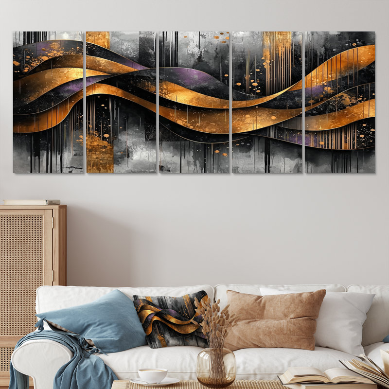 Nuseyba - Fractals Wall Art - ensemble d'art mural moderne, 5, H 32 po x l 80 po