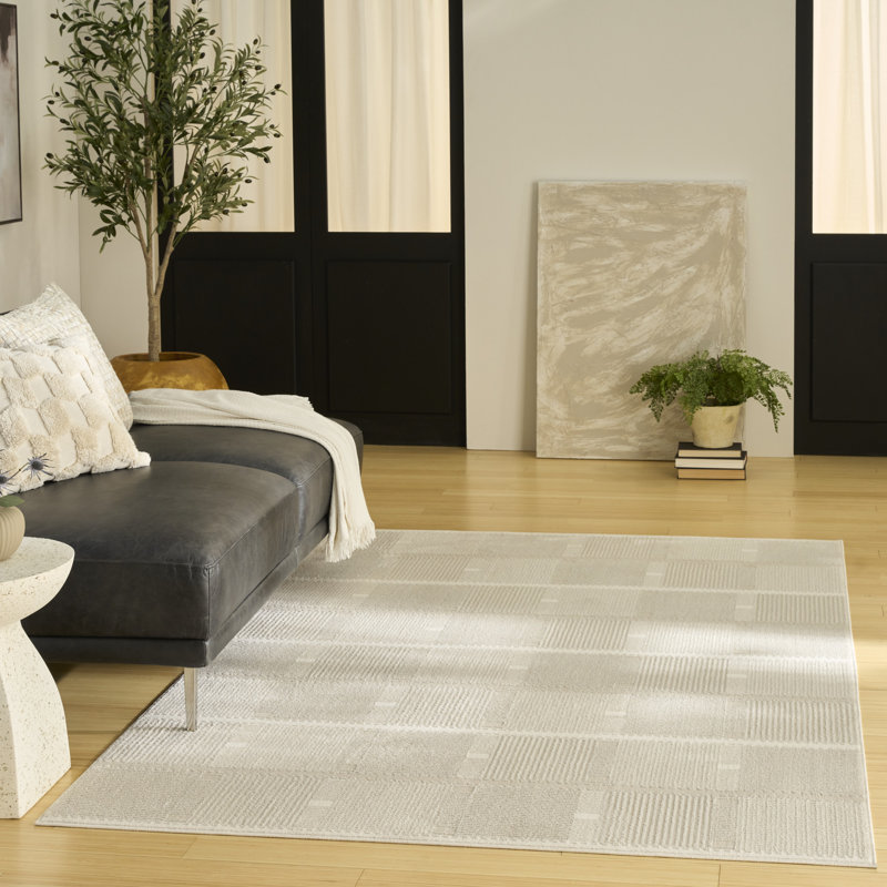 Tapis d'intérieur moderne ivoire Ebern Designs Ebern Designs, Rectangle 5 pi x 7 pi