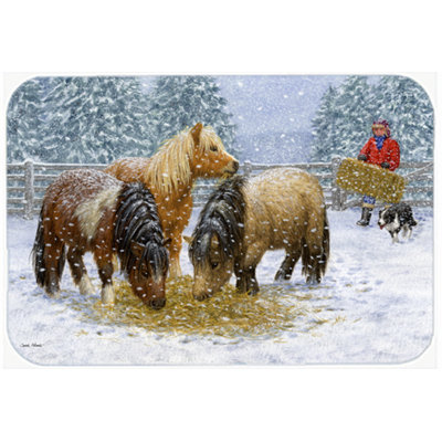 Caroline's Treasures Shetland Ponies Glass Cutting Board