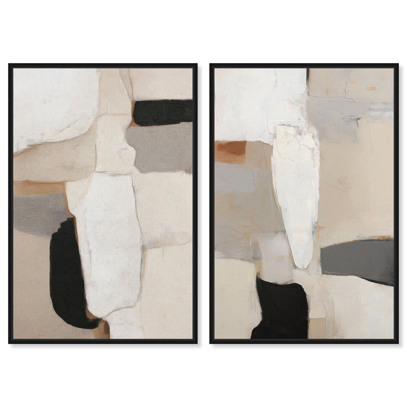 Ancient Echoes Canvas Print Neutral Boho Art Set by Art Remedy, Black Frame, 10 x 15, H 31 po x l 21 po, Black Frame