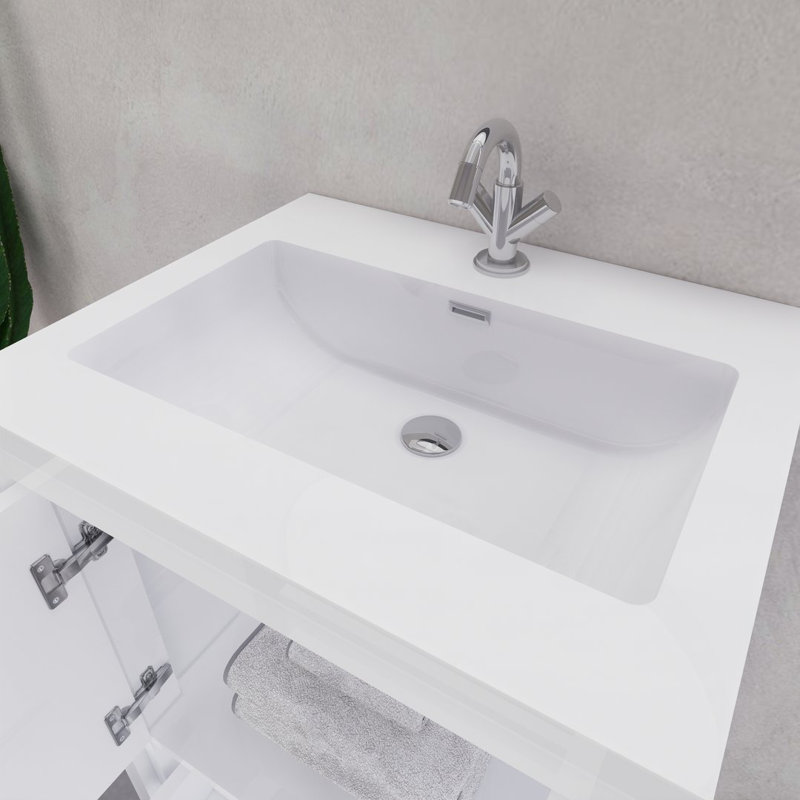 Ensemble de meuble-lavabo simple 23,6 po Eden, Blanc lustré