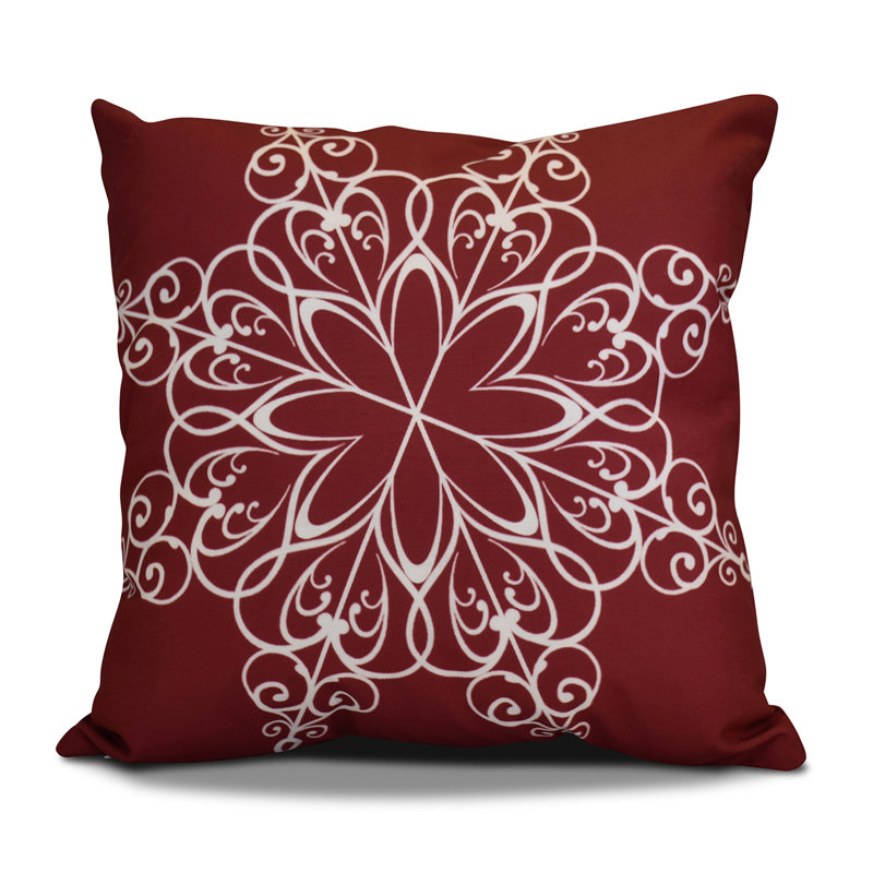 Housse de coussin décorative carrée à imprimé flocon de neige, H 16 po x l 16 po, Canneberge