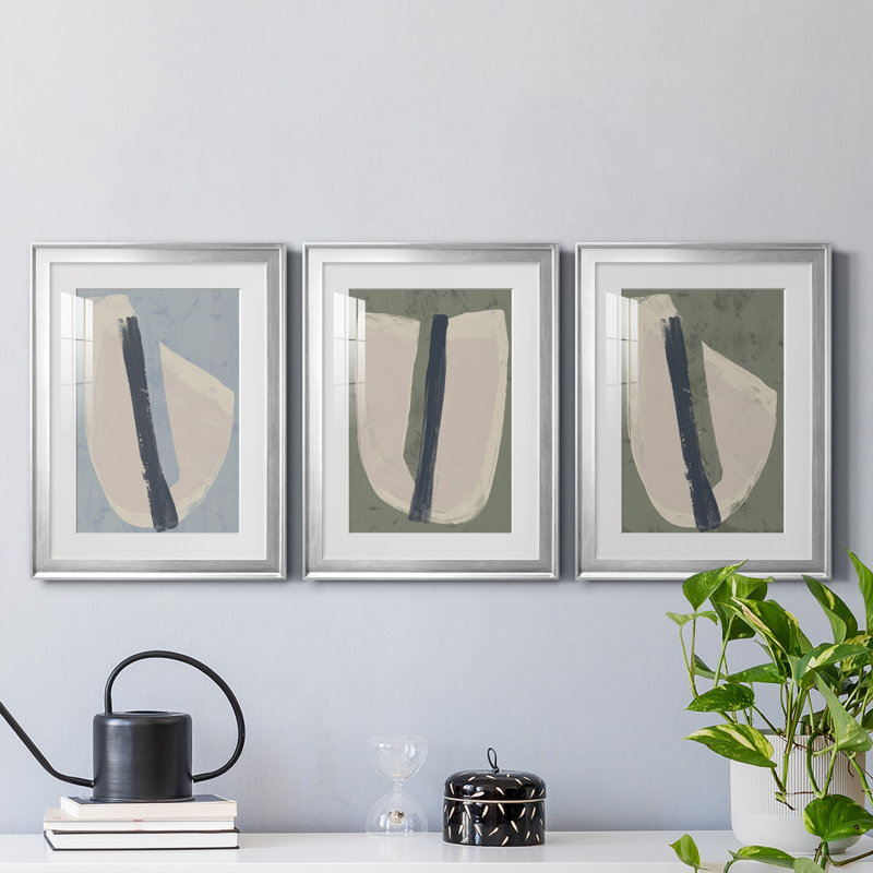 Papier découpé II - ensemble de 3 cadres photo, H 42,5 po x l 91,5 po x P 1 po, Cadre argenté