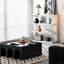 4 tablettes blanches et une table basse, répondant à diverses exigences dans la table de la maison pour améliorer votre-121158804