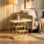 Console industrielle 41,3 po avec rangement à 4 niveaux, base circulaire, canapé d'entrée étroit, décor blanc et or