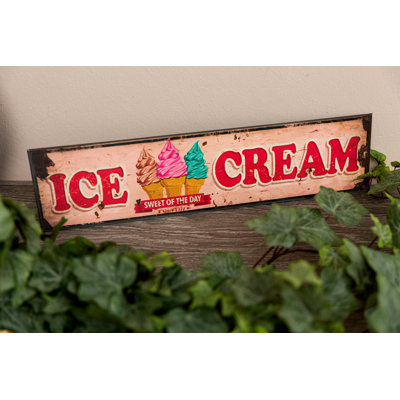 Ice Cream Advertisement on Metal