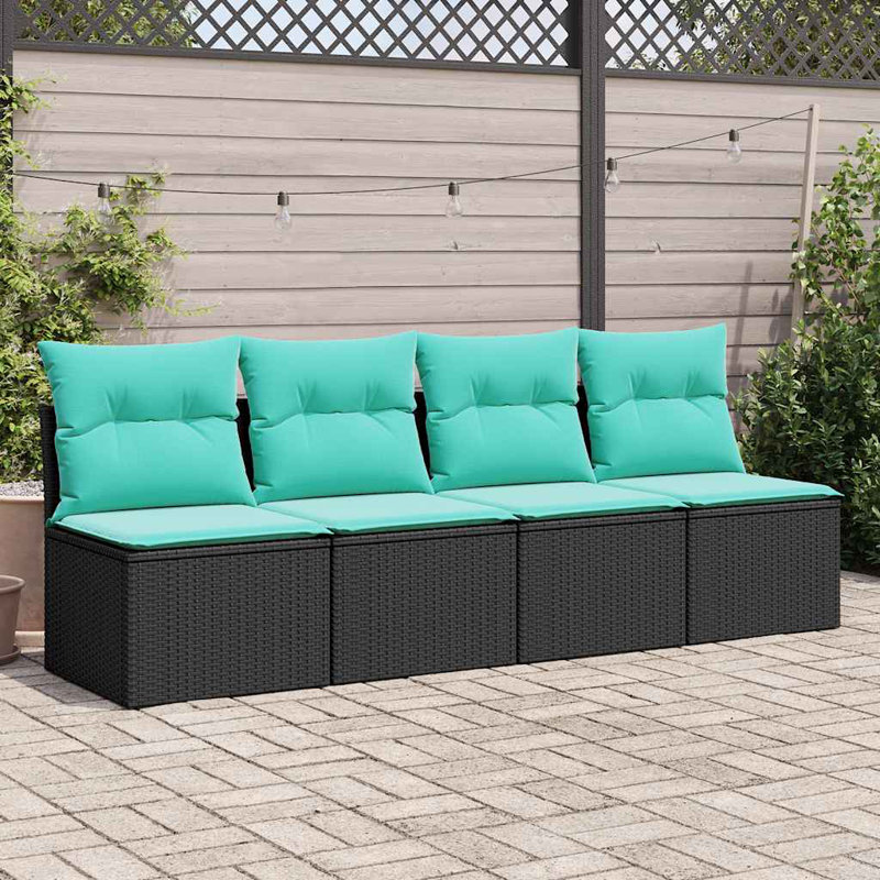 Ensemble de canapé de patio avec coussins 2 pièces Ebern Designs, Bleu, Noir