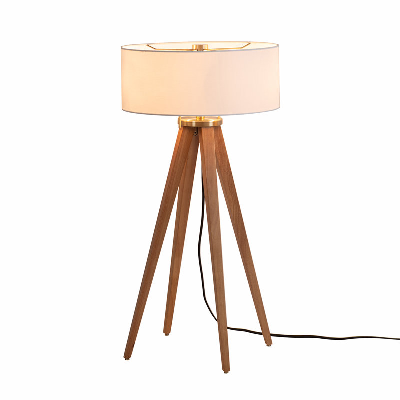 Quattro Solid Wood 31" Tripod Table Lamp, Natural Ash