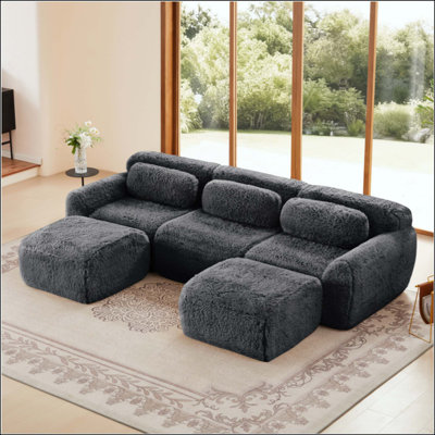 U-Shaped  Boneless Sofa  32D High Density Sponge Bottom Anti-Slip Design With Chaise Free Combination  Full-Compression Vacuum Packaging Deep Seat Design For Bedroom,Study,And Home Theater