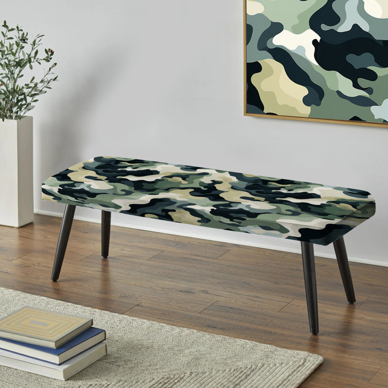 Industrial Edge Surf Imagery - Camouflage Upholstered Black Bench