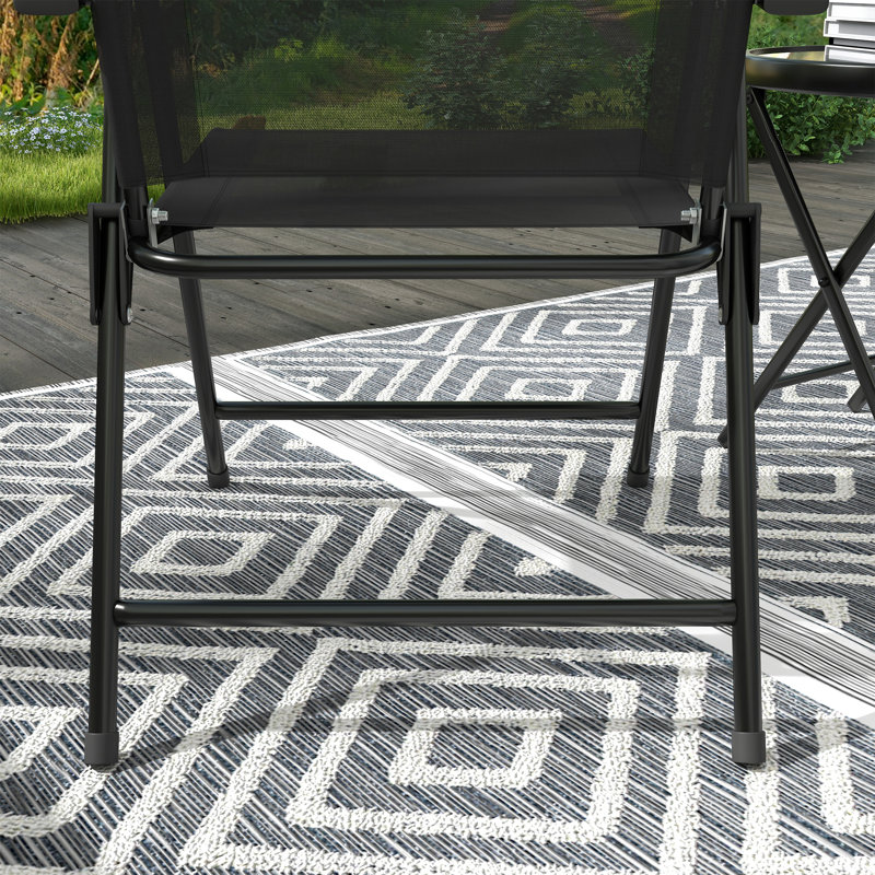 Outsunny Garden Bistro Set 3pcs Foldable Table and Chairs Black