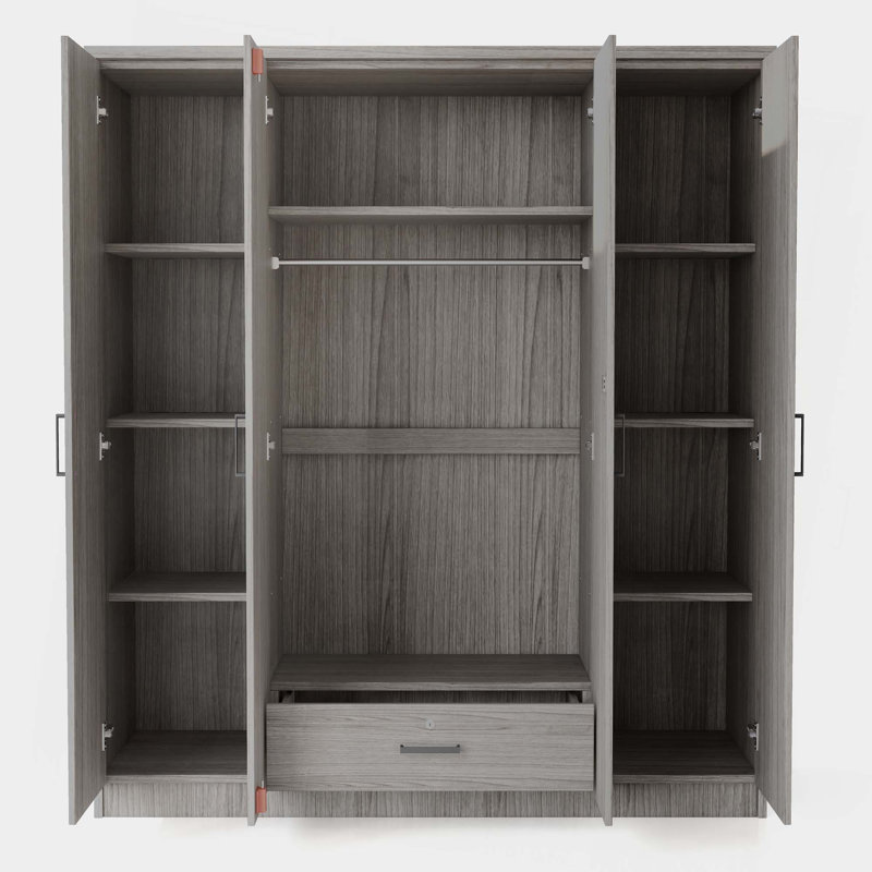 Armoire 4 portes avec 1 tiroir, Gris