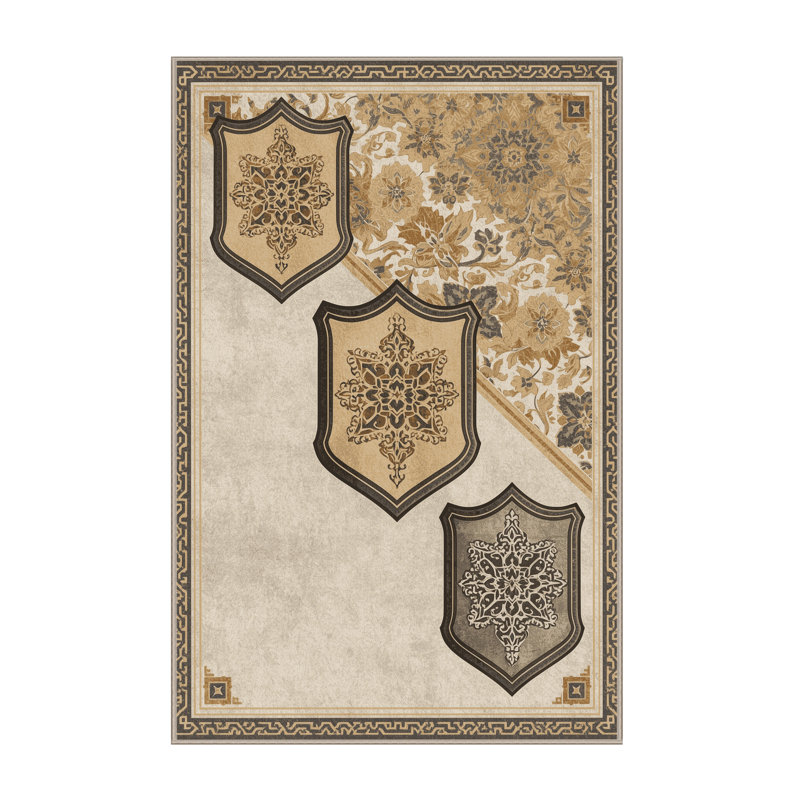 Tapis oriental classique lavable à la machine Bedford Shield, 5 x 8