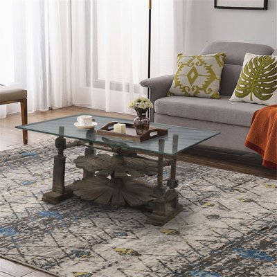 Spindle Wheel Coffee Table, 40x26x18