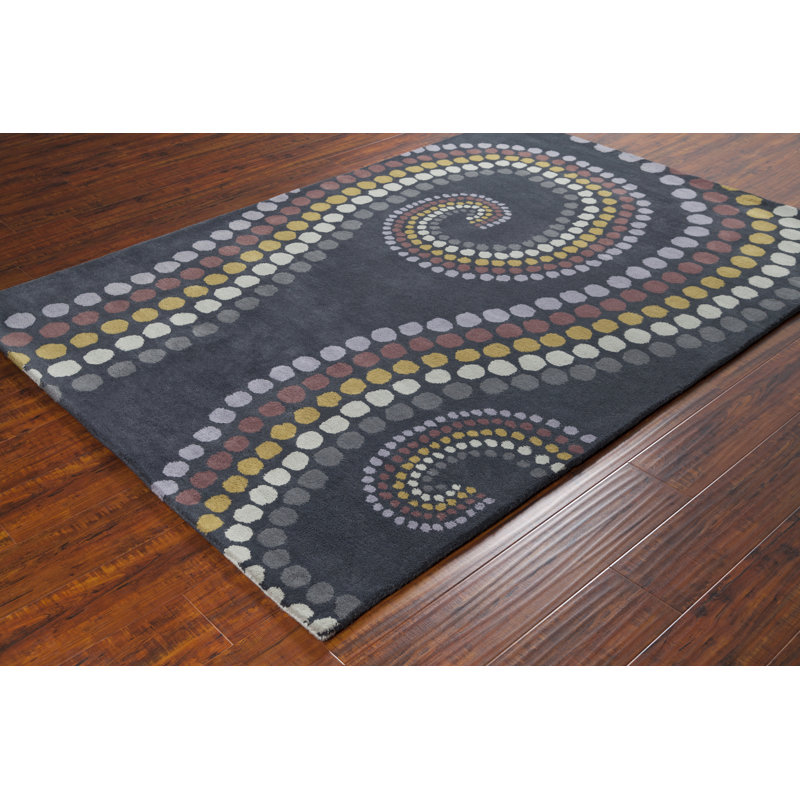 Tapis en laine à pois spiralé à la main Ailey Authentic