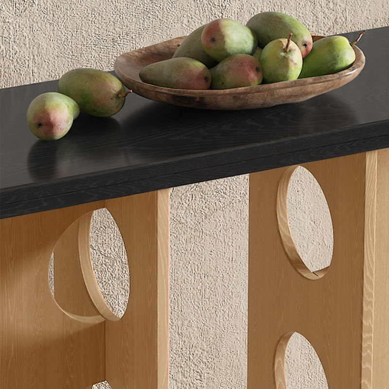 Console Modern Minimalist, Bois naturel, H 33,46 po x l 62,99 po x P 13,78 po
