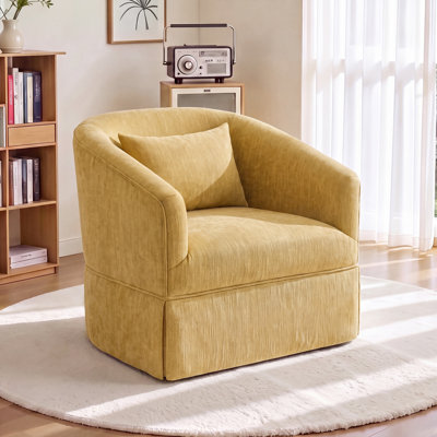 360-Degree Swivel Upholstered Armchair with Accent Pillow