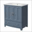 Meuble-lavabo en bois massif de 30 pouces avec lavabo en céramique, tablette réglable et cloison de tiroir pour un rangement et un style améliorés-1501440007